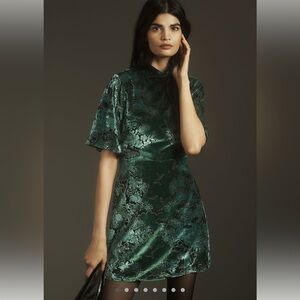 Anthropologie Mock neck velvet mini dress